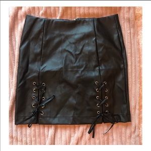 Leather lace up mini skirt from A’gaci NWT